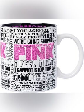 Silver Buffalo Mean Girls Iconic Quotes Glitter Ceramic Mug,